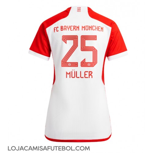 Camisa de Futebol Bayern Munich Thomas Muller #25 Equipamento Principal Mulheres 2023-24 Manga Curta